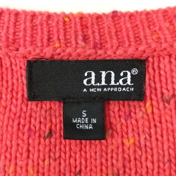 a.n.a Speckled Wool Blend Cable & Waffle Knit Sweater Hot Pink Small - Picture 4 of 10